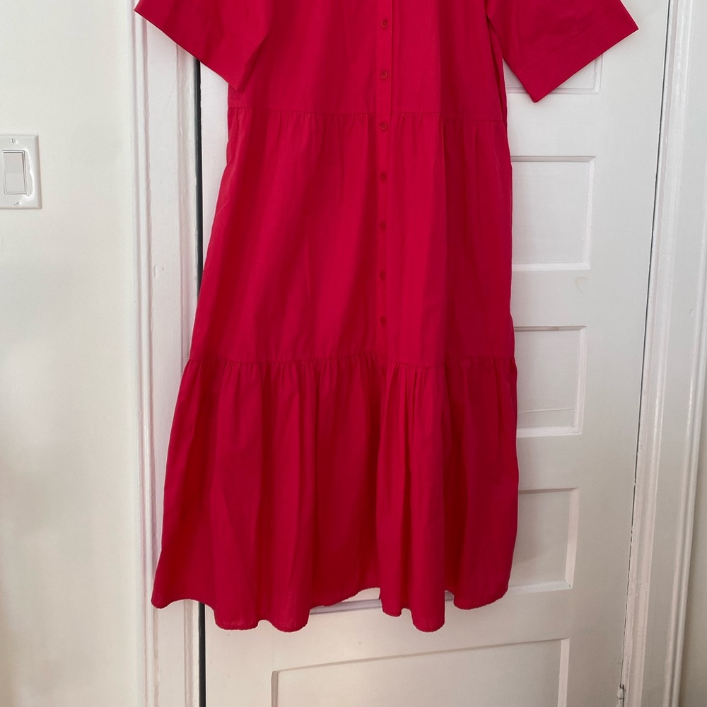 David Jones roll sleeve button through cotton tiered maxi dress - Picture 6 of 6